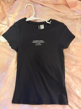 Divided Black Short Sleeve Tee with 'FUTURISTIC FEELS' Chest Print